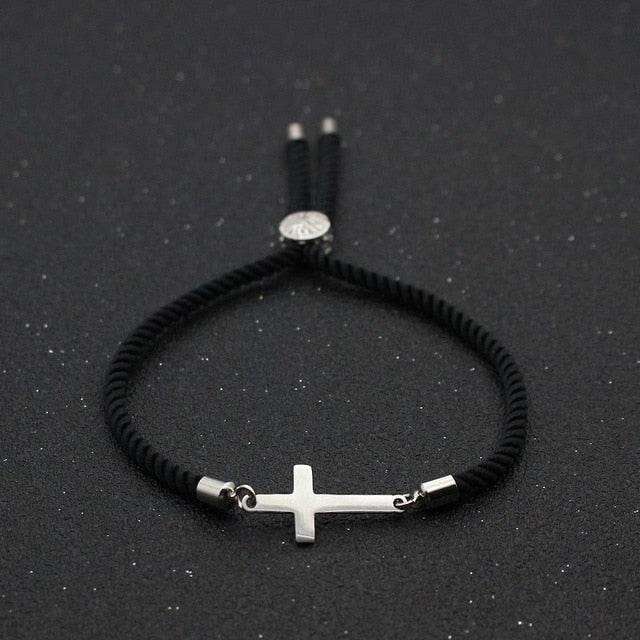 Stainless Steel Rope 'CONNECTION' Cross Bracelet