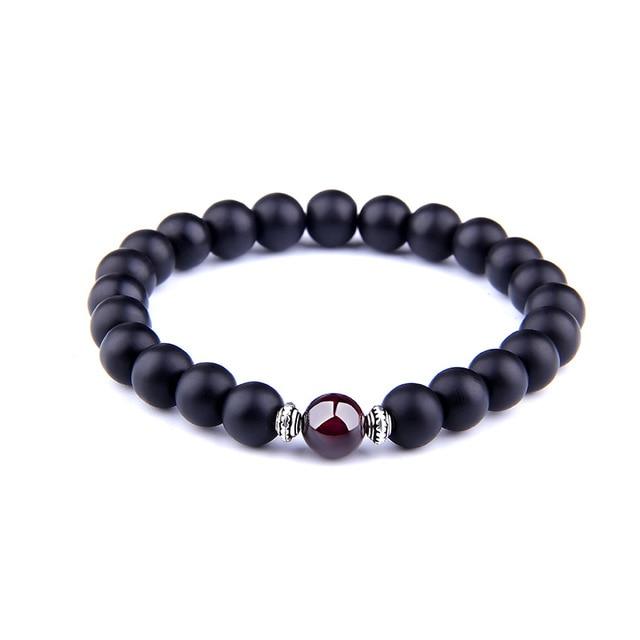 Matte Black Onyx/Hematite Stone with Garnet Stone-HONESTY  Bracelet