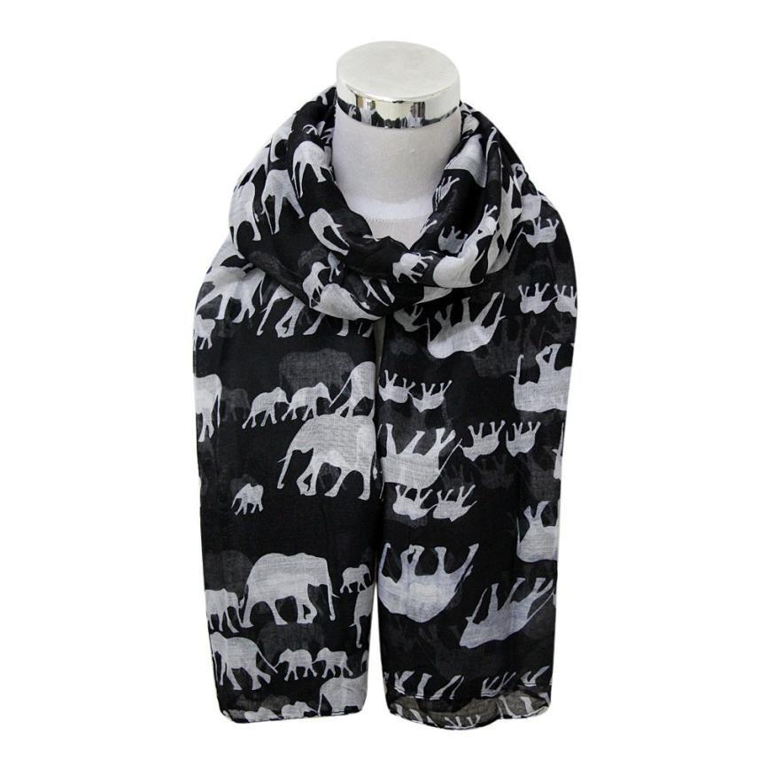 Elephant Print Voile Scarf