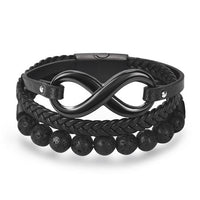 Thumbnail for Men's Stainless & Leather  Multi-layer ETERNAL STRENGTH Infinity  Bracelet