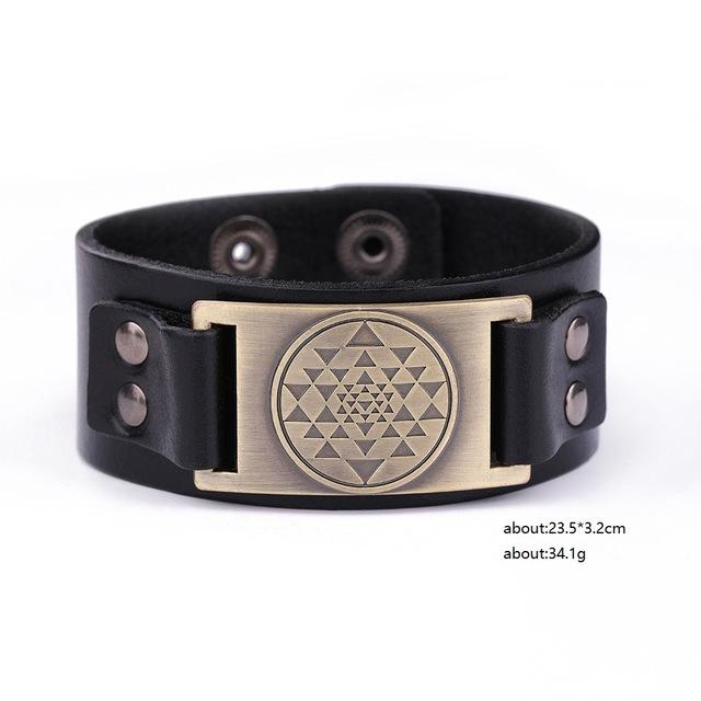 Sri Yantra Leather Bracelet