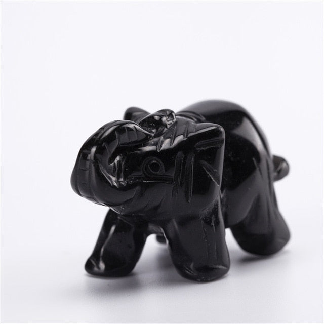 NATURAL STONE CARVED ELEPHANT REIKI CRYSTAL