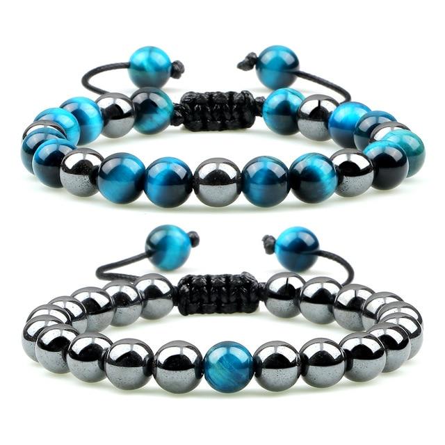 Natural Stone and Hematite NO FEAR 2PC Bracelet Set