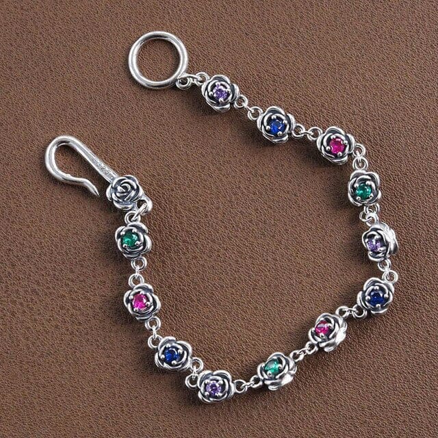 Thai Silver & Zirconia Flower Bracelet