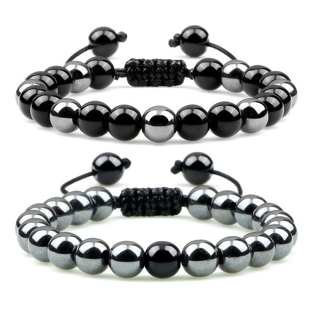 Natural Stone and Hematite NO FEAR 2PC Bracelet Set