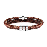 Thumbnail for Men's Leather & Stainless Steel Personalized Name/s Bracelet