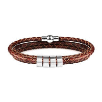 Thumbnail for Men's Leather & Stainless Steel Personalized Name/s Bracelet