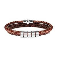 Thumbnail for Men's Leather & Stainless Steel Personalized Name/s Bracelet