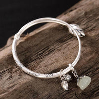 Thumbnail for THAI SILVER Chalcedony Lotus Blossom Bangle