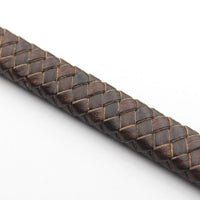 Thumbnail for Mens Never Fade Stainless Steel & Braided Leather SNAKE SKIN Accent Bracelet