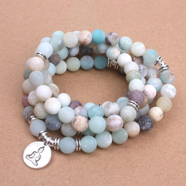 Frosted Natural Amazonite Beads Mala