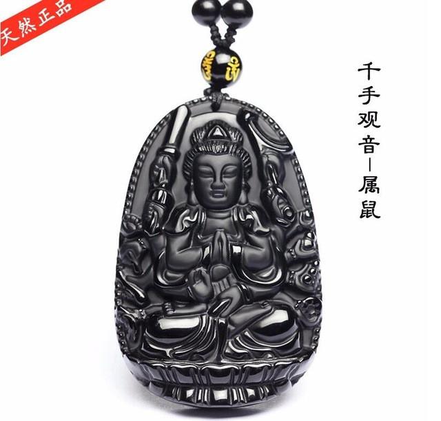 All Natural Black Polished Obsidian Carved Buddha