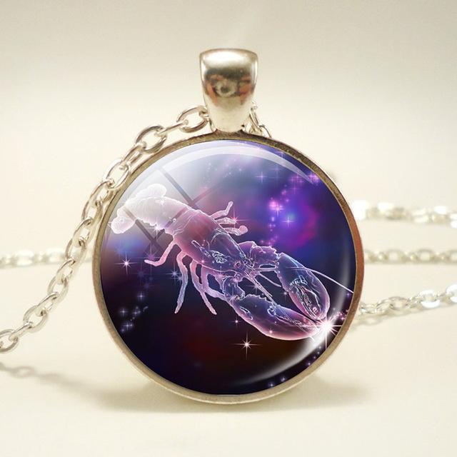 12 Constellation  Glass Dome Pendant Necklace