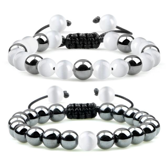 Natural Stone and Hematite NO FEAR 2PC Bracelet Set