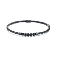 Thumbnail for Men's  Braided Leather & LAVA Stone DIFFUSER Choker Necklace