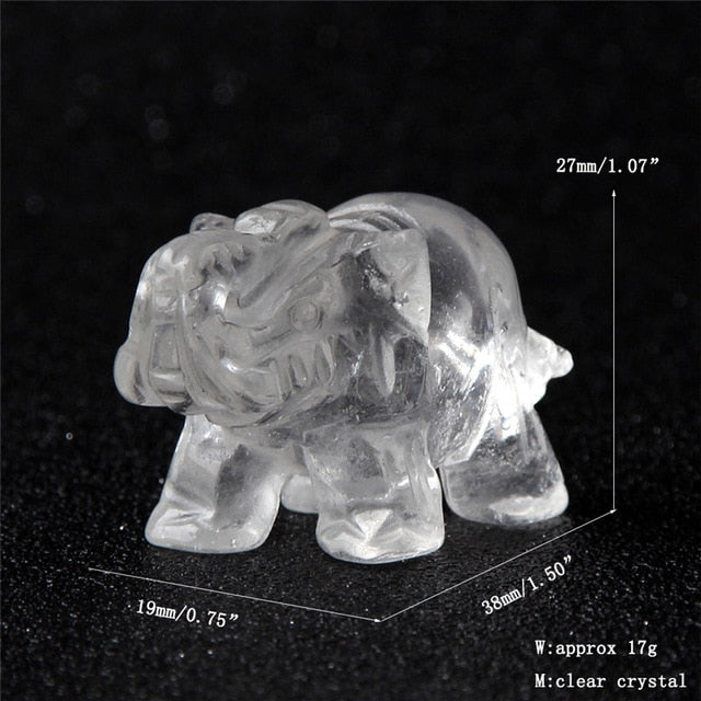 NATURAL STONE CARVED ELEPHANT REIKI CRYSTAL