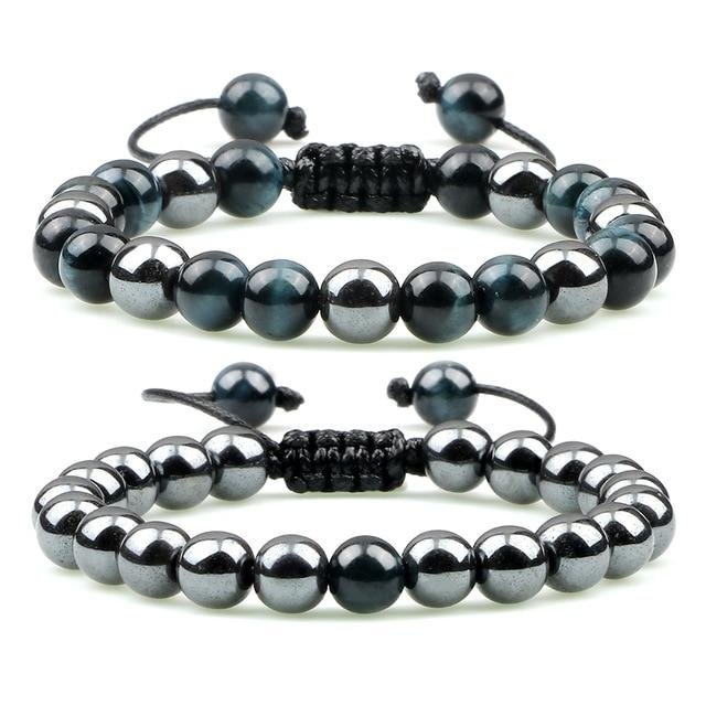 Natural Stone and Hematite NO FEAR 2PC Bracelet Set