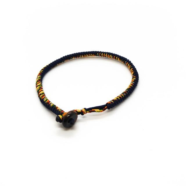 Tibetan Buddhist Rope Bracelet with Tiger Eye Stone Bead- 24 Multi Rope & Mix Color Choices