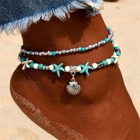 Thumbnail for SUMMER STYLE! Vintage Shell,Beads ,Turquoise Anklets