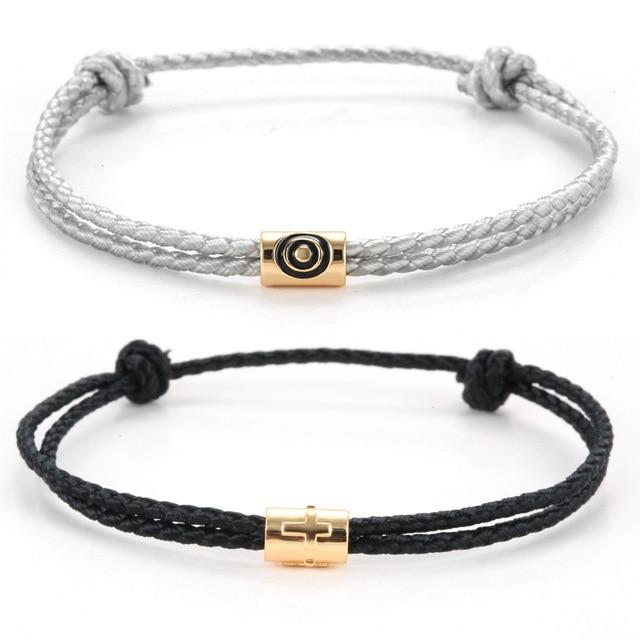 Hand Braided Cotton with Copper Stars & Moon, Hamsa Hand Accents- 2Pc/set 'FUSION ' Rope Bracelets