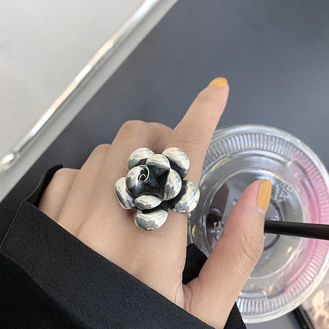 THAI SILVER Rosebud + Lotus Flower Rings