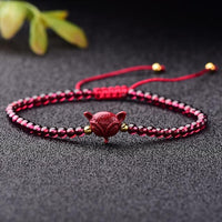 Thumbnail for Hand Carved Purple Cinnabar Accents & Garnet Stone PIXIU'PROSPERITY Attracting Bracelet