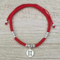Thumbnail for Red Rope & Silver Zodiac 12 Constellations Bracelet