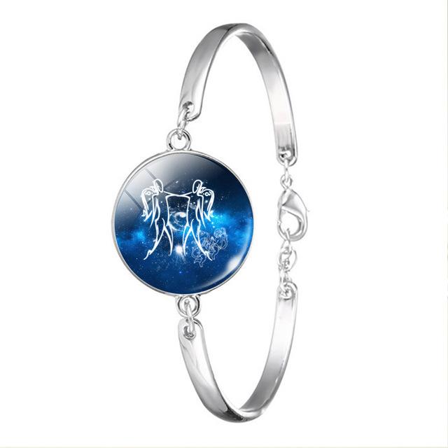 12 Zodiac Sign Bracelet Glass Charm Bracelet