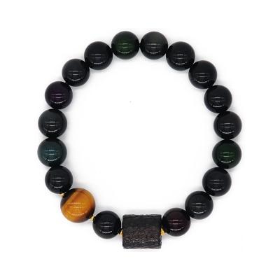 Black Obsidian and Tiger Eye Stone Bracelet