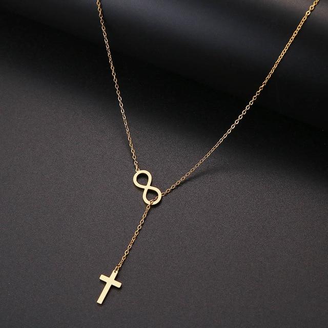 Stainless Steel Cross + Infinity Necklace