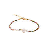 Thumbnail for Natural Tourmaline & Freshwater Pearl  CALMNESS Bracelet