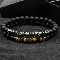 Thumbnail for 2 PCS Matte Beads with Hematite Pave Bracelet Set