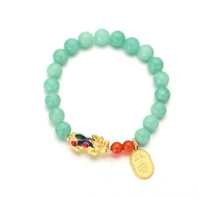 Natural Stone Pixiu Feng Shui Luck Bracelet