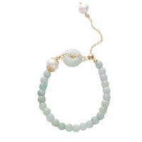 Thumbnail for Boho Natural Jadeite & Freshwater Pearl 'LUCK' Bracelet