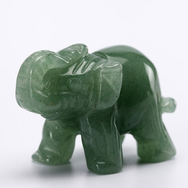 NATURAL STONE CARVED ELEPHANT REIKI CRYSTAL