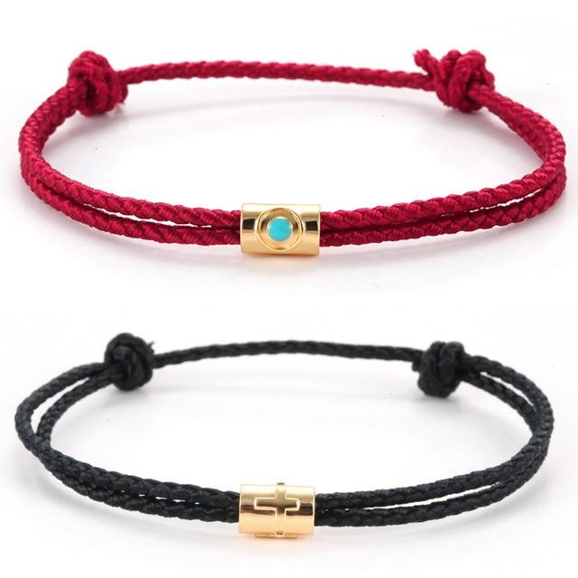 Hand Braided Cotton with Copper Stars & Moon, Hamsa Hand Accents- 2Pc/set 'FUSION ' Rope Bracelets