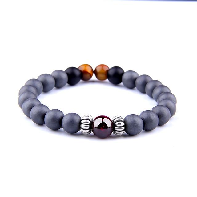 Matte Black Onyx/Hematite Stone with Garnet Stone-HONESTY  Bracelet