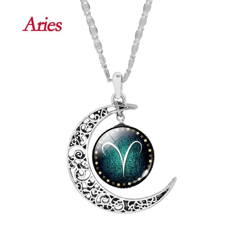 Crescent Moon Zodiac Necklace