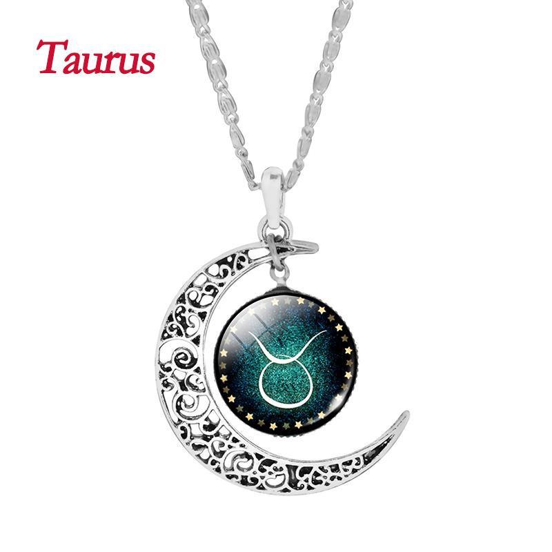 Crescent Moon Zodiac Necklace