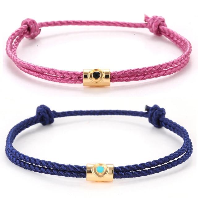 Hand Braided Cotton with Copper Stars & Moon, Hamsa Hand Accents- 2Pc/set 'FUSION ' Rope Bracelets