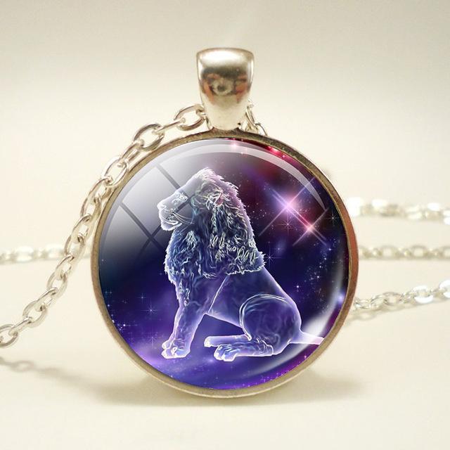 12 Constellation  Glass Dome Pendant Necklace