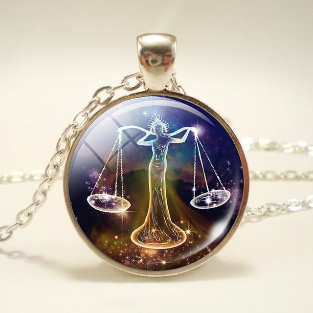 12 Constellation  Glass Dome Pendant Necklace