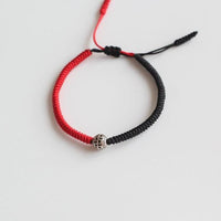 Thumbnail for Red & Black Tibetan Silver Harmony Ball Lucky Knots Bracelet