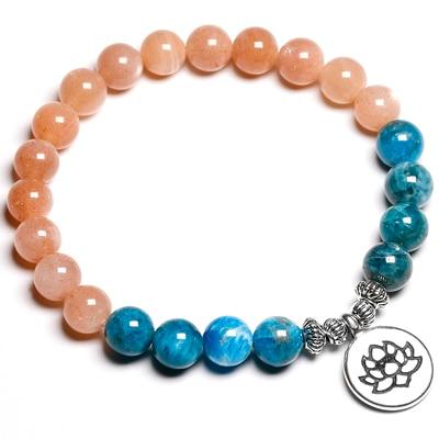 Natural Blue Apatite & Sunstone WEIGHT LOSS MOTIVATION Bracelet