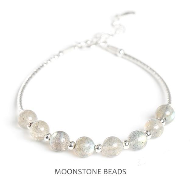 925 Sterling Silver Grey Moonstone ( Labradorite) AURA BALANCING Bracelet