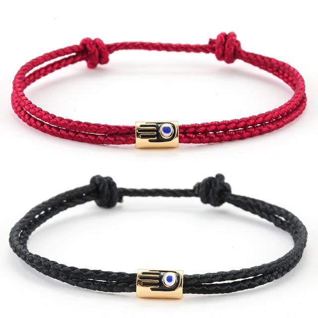 Hand Braided Cotton with Copper Stars & Moon, Hamsa Hand Accents- 2Pc/set 'FUSION ' Rope Bracelets