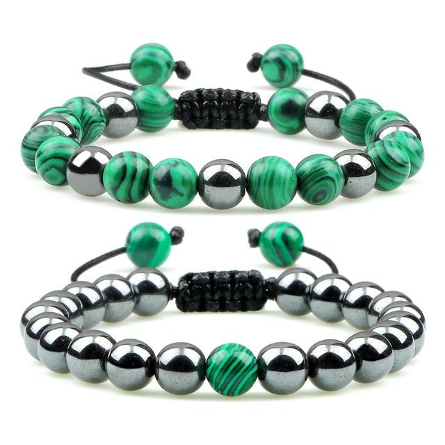 Natural Stone and Hematite NO FEAR 2PC Bracelet Set