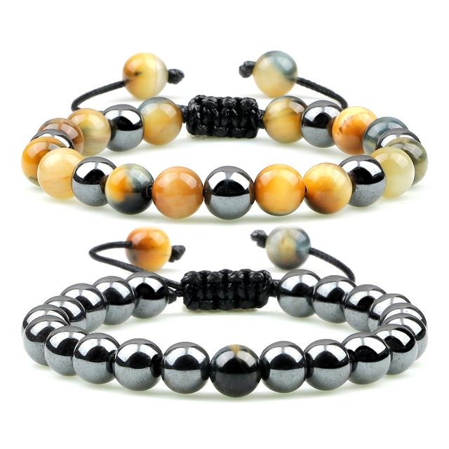 Natural Stone and Hematite NO FEAR 2PC Bracelet Set