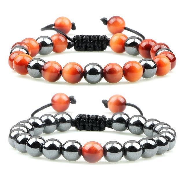 Natural Stone and Hematite NO FEAR 2PC Bracelet Set