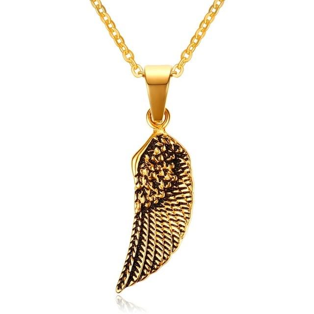 Men 's Titanium  Steel  Angel Wing 'FAITH' Necklace